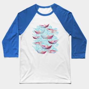 Blue Waves and Paper boats Baseball T-Shirt